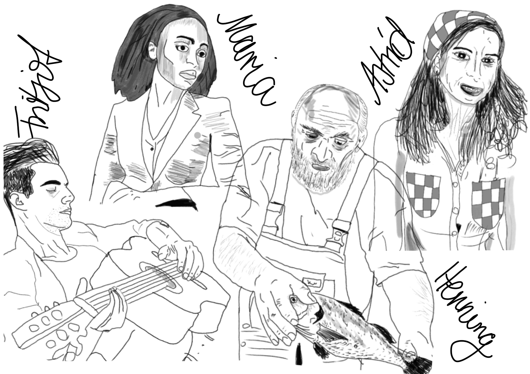 Figurenübersicht Maria, Fritjof, Henning, Astrid